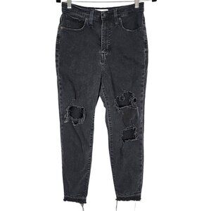 Madewell Momjean Raney Wash Knee Rip Edition Distressed Stretch Denim Jeans 27‎